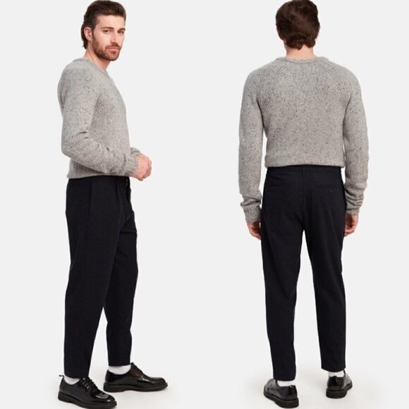 NWT Baldwin Black Wool Straight Leg Trousers Pants Size 31 - Picture 1 of 6